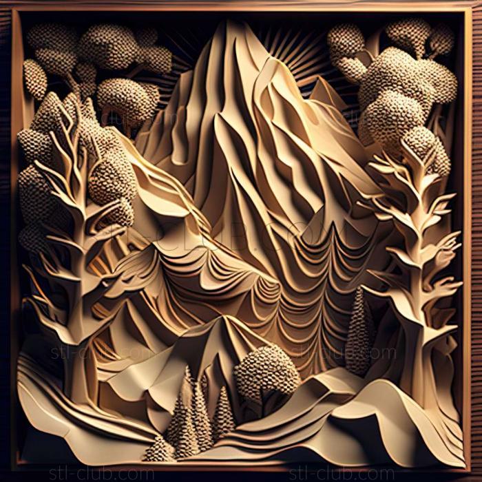 3D model mountain forest (STL)